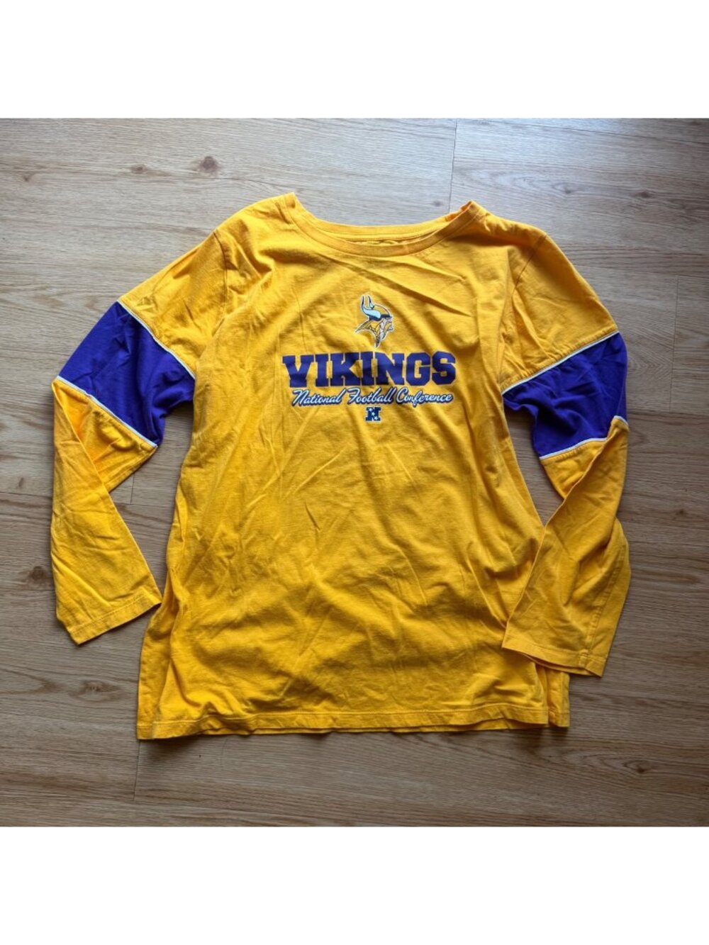Official NFL Team Apparel Minnesota Vikings Women's Long-Sleeve Shirt – Gold & P
